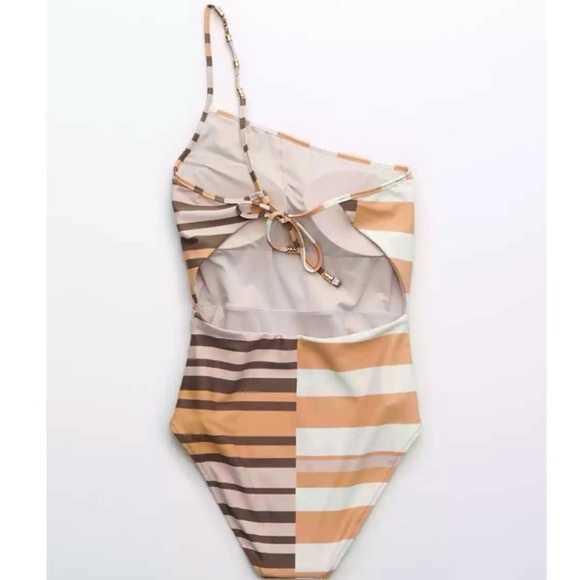 NWOT AERIE zone shoulder stripe swimsuit size small - Picture 2 of 8